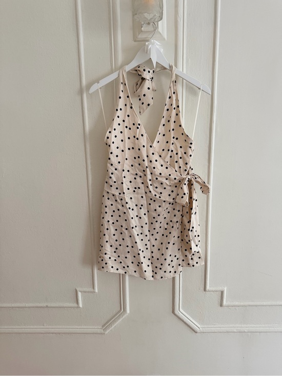 Zara Dresses & Skirts - Zara Cream Halter Dress with Black Polka Dots